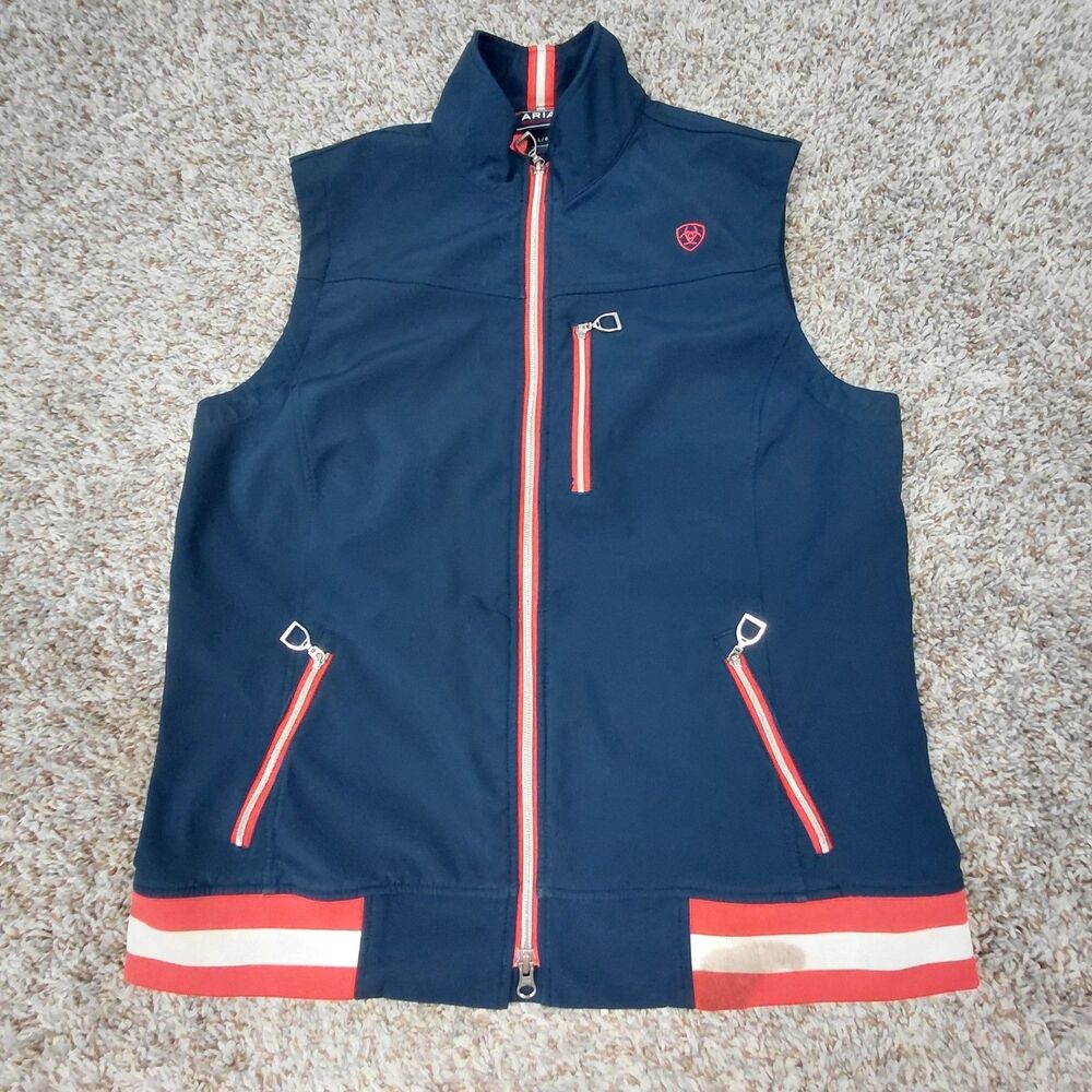 Ariat Softshell Vest Womens Large Navy Blue Full Zip Outdoors Riding